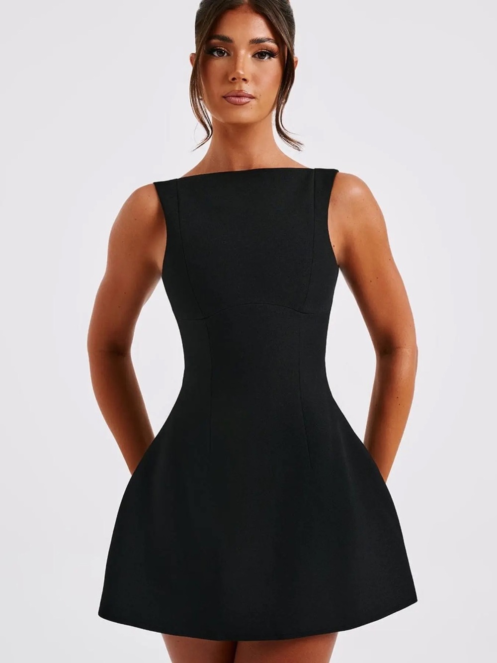 Black Sleeveless Mini Dress - Sleek Modern Fit